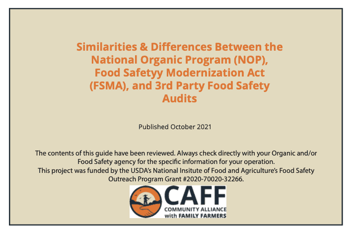 NOP/FSMA/3rd Party Audit Food Safety Guide