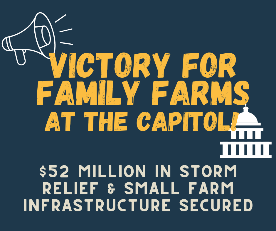 Final state budget protects commitments to small farms & provides vital flood relief!