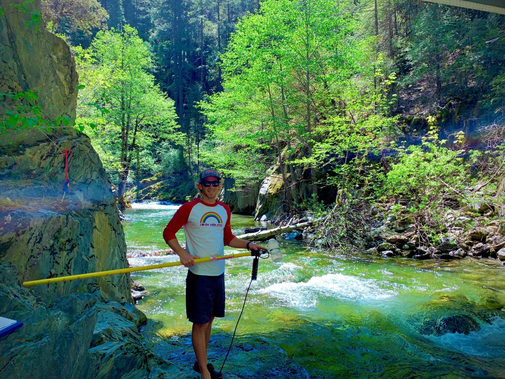 SYRCL's Restoration Coordinator, Cody Wasuta, conducting River Monitoring at Lavezzola Creek