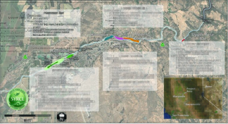 Map of our work in the lower Yuba: December 2022